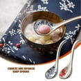 thumbnail image 3 of 4 Pieces Asian Retro Chinese Ceramic Rice Spoons Curved Handle Ramen Soup Spoon Painted Flower Spoons with Long Handle, 3 of 5