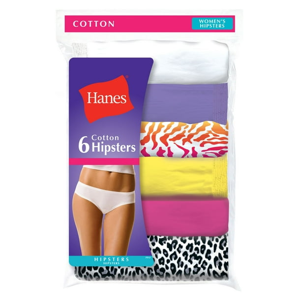 Hanes Women`s No Ride Up Cotton Hipster Panties, 9, Assorted 