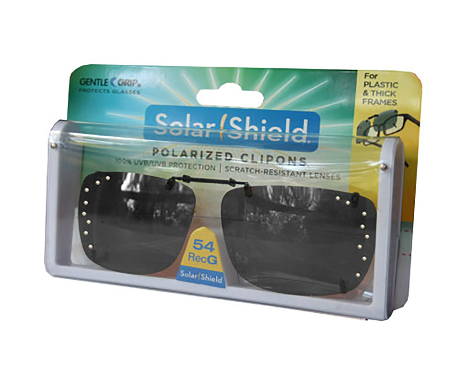 Solar Shield Dioptics ClipOns Unisex Rectangle Fashion Sunglasses, Black, 54 Rec G