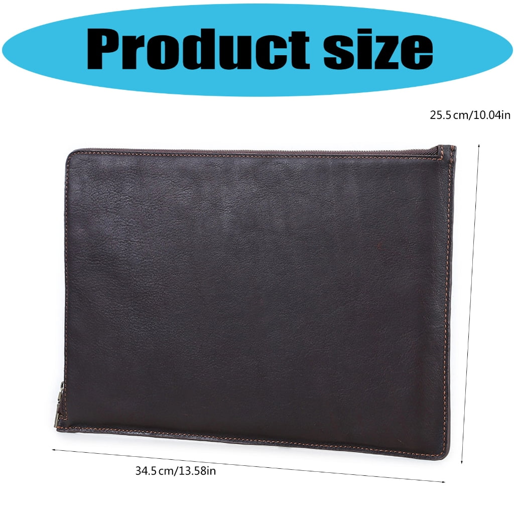 Jesscasday Genuine Leather Protective Case for 14inch Laptops Portable Zippers Closures