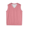 thumbnail image 5 of Huankd Men's Solid Sweater Vest Sleeveless Knit V Neck Spring Winter Casual Pullover Top Pink 3XL, 5 of 6