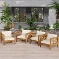 thumbnail image 4 of Newboti Furniture Outdoor Acacia Wood Club Wooden Armchair with Cushions (Set of 2), Conversation Set,Teak Finish,Beige Cushion BN.4587, 4 of 16