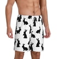 thumbnail image 2 of Logiee Black Rabbit Print Men's Pajama Shorts with Drawstring & Pockets,Sleep Shorts for Men,Sleepwear Bottoms,Elastic Waistband Loungewear-Small, 2 of 6
