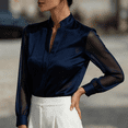 thumbnail image 5 of Satingcolo Women's Sheer Button Up Blouse Tops Dressy Business Casual Fall Mesh Long Sleeve Button Down Work Shirt Top, 5 of 6