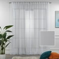 thumbnail image 2 of 3S Brother's White Linen Look Extra Long Set of 2 Panels Sheer Curtains Rod Pocket & Back Tab Home Décor Window Custom Made Drapes 10-30 Ft. Long -Made in Turkey Each Panel (100"W x 192"L), 2 of 6