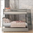thumbnail image 5 of CITYLE Bunk Bed Twin over Full with Trundle and Staircase, Wood Triple Bunk Bed with Storage, Bunk Bed with Stairs for Teens Adults, No Spring Box Needed, Space Saving Design, Gray, 5 of 8