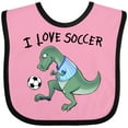 thumbnail image 3 of Inktastic I Love Soccer-Dinosaur in Blue Boys or Girls Baby Bib, 3 of 4