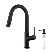 Kibi Fusion Single Handle Pull Down Kitchen & Bar Sink Faucet with Soap Dispenser - Matte Black