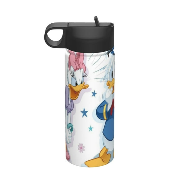 Daisy Duck Goofy Kids Insulated Water Bottle With Straw - 18 Oz Stainless Steel Double Wall Vacuum Cup, Leakproof, Bpa Free, Suitable For Boys And Girls