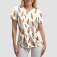 thumbnail image 5 of GEWSEY Easter Scrub Tops Women Cute Bunny Colorful Eggs Print Nursing Scrubs Plus Size V Neck Short Sleeve Nurse Uniform (Beige, XL), 5 of 7
