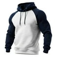 thumbnail image 2 of UQJfacai Hoodie for Men Patchwork Fleece Hooded Sweatshirts Color Block Raglan Long Sleeve Fall Winter Casual Fashion Pullover Tops, 2 of 3