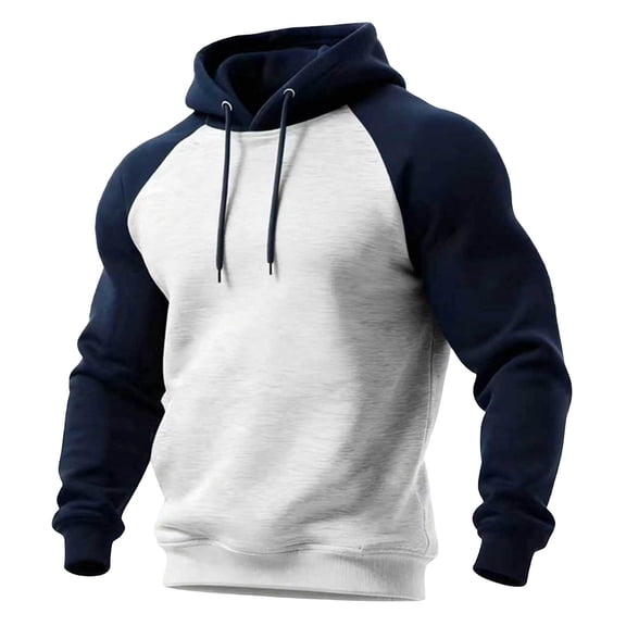 Chiccall Men's Colorblock Hoodies Raglan Sleeve Fleece Pullover Drawstring Hooded Sweatshirts