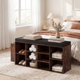 thumbnail image 4 of ELLEGNT Shoe Bench with Umbrella Stand - Padded Seat, Adjustable Shelves for Entryway Storage, Rustic Brown, 4 of 8