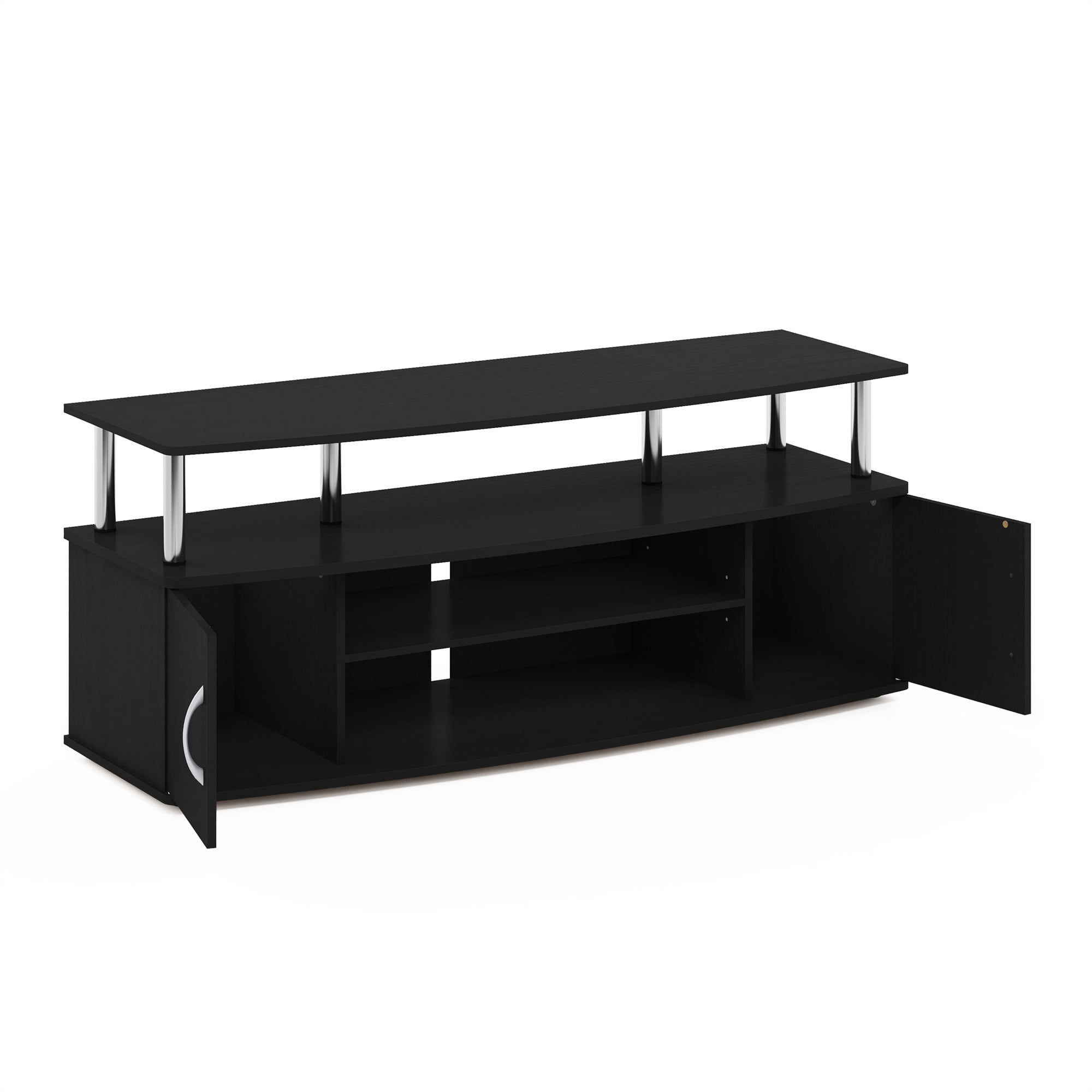 Furinno JAYA Large Entertainment Center Hold up to 55-IN Stainless Steel Tubes