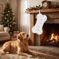 thumbnail image 6 of Snowy White Plush Pet Dog Christmas Stocking, Silver Snowflake Sequin Dog Christmas Stockings Large Bone Shape Faux Fur, Hanging Christmas Holiday Season Party Decor for Pets Dogs, 16in, 6 of 6