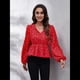 thumbnail image 4 of Blusa de Larga para Mujer, Estilo Babydoll, Ligera, de Poliéster, con Cuello en V y Mangas Abullonadas Flor Roja S, 4 of 10