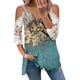 thumbnail image 1 of Elegante mujer casual cremallera cuello impresión blusa encaje manga corta camiseta verano Tops OAVQHLG3B Store  lin121212, 1 of 4