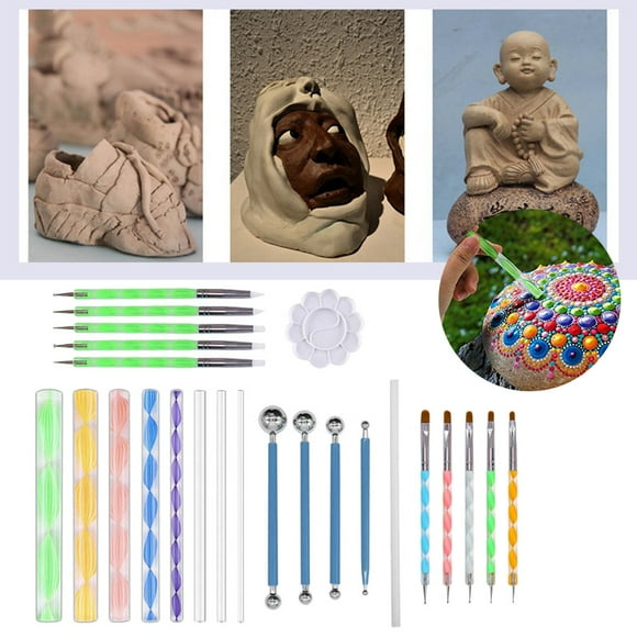 Cyber and Monday Deals 2023 Toys Pattern Dotting Tools Set Stone Painting Kit Pen Brushes Stencil Drawing Art Toys For Girls Boys 3-6 Years