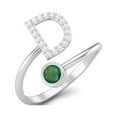 thumbnail image 2 of Capital D Initial Letter Emerald Women Valentines Day Gifts Adjustable Front Open Valentines Day Gifts Ring 925 Sterling Silver, 2 of 3