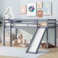 thumbnail image 2 of Leumius Twin Low Loft Bed with Slide, Ladder, Safety Guardrails, Rubber Wood Twin Loft Bed for Boys Girls Grey, 2 of 9