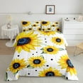 thumbnail image 2 of Manfei Chic Flower Sunflower Boy Girl 2pcs Bedding Comforter Set,Black Polka Dots Twin Comforter Sets,Black Yellow Green Breathable Bedding Set,Super Cozy Room Decor,Reversible, 2 of 8