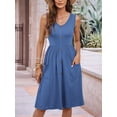 thumbnail image 6 of Women Summer Dresses Sleeveless Casual Loose Swing Button Down Midi Dress with Pockets L, 6 of 9