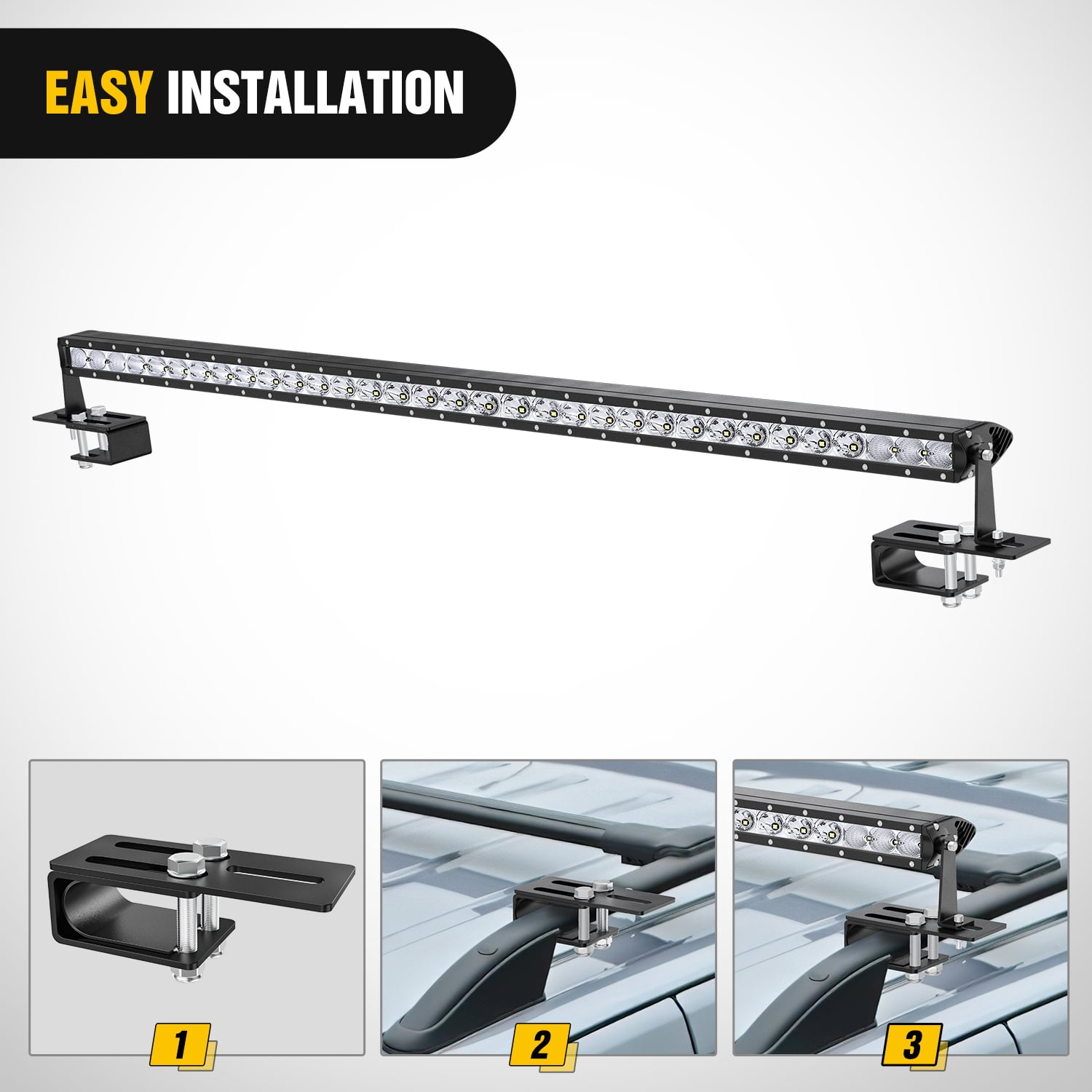 Nilight LED Light Bar Bracket Non-Slip Light Clip Mounting Brackets for SUV, Off-Road, Vehicles with Luggage Racks 2 Years Warranty,Black