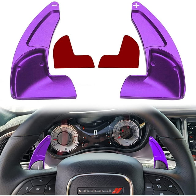 2PCS Interior Accessories Steering Wheel Shift Paddle Extended Shifter Trim Cover for Dodge Challenger Charger Durango RT & Scat Pack 2015-2020, For Jeep Grand Cherokee 2014-2021 Decoration (purple)