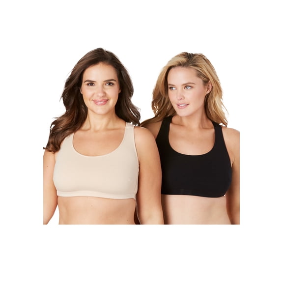 Comfort Choice Women's Plus Size Wireless Sport Bra 2-Pack