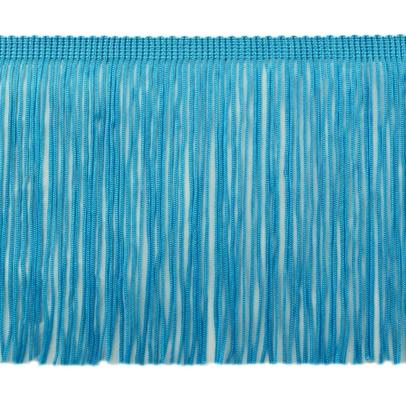 Bordure Frangée Longue de 6 Po (15 Cm) (style cf06), bleu turquoise 04 (bleu ciel foncé) vendue par la cour (36 po/3 pi/0,9 M)