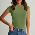 thumbnail image 2 of Summer Deals Womens Tops Slim Open Back Short Sleeve Dressy Blouses Crew Neck Casual Loose Summer Shirts S-L, 2 of 7
