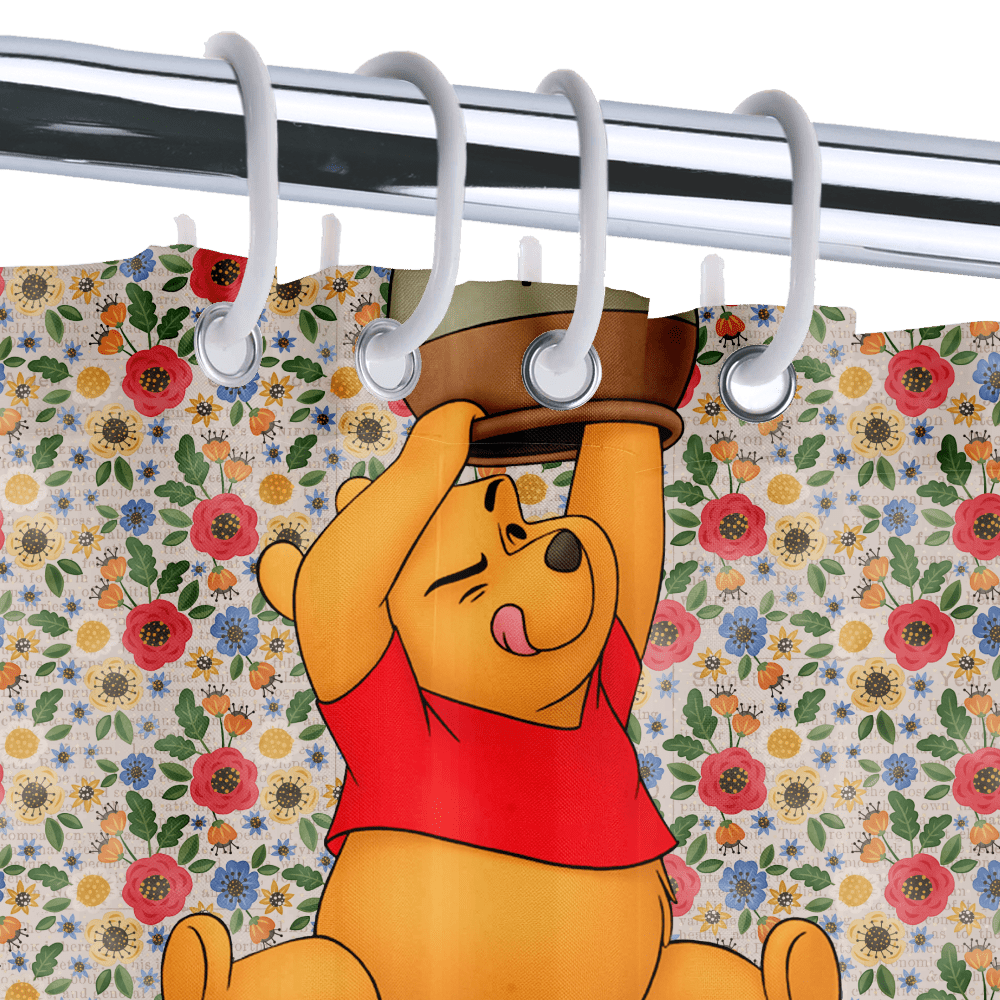 Winnie The Pooh Bathroom Shower Curtain Set - LIMITED EDITION)