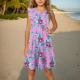 thumbnail image 2 of OKSALE Toddler Kids Girls Summer Dress Vintage Floral Printed Dresses Casual Beach Sun Dress Flutter Sleeve Hawaiian Sundress Comfortable Beach Playwear, 2 of 9
