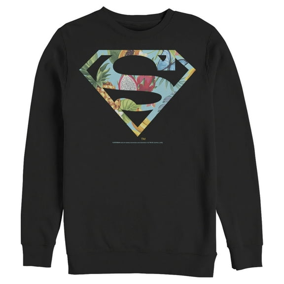 Men's Superman Tropical Shield Logo Sweatshirt Black 3X Large