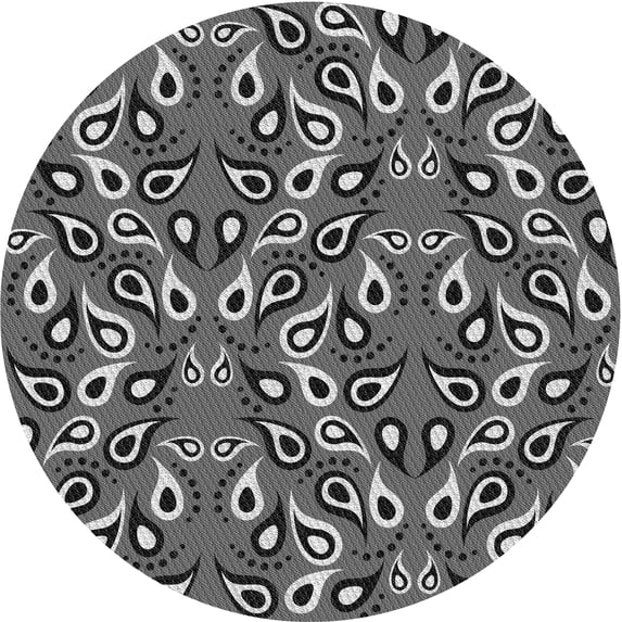 Ahgly Company Machine Washable Indoor Round Transitional Charcoal Black Area Rugs, 5' Round