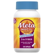 Metamucil Fiber with Calcium, 3-in-1 Psyllium Capsule Fiber Supplement with Calcium for Bone Health, 120 ct Capsules