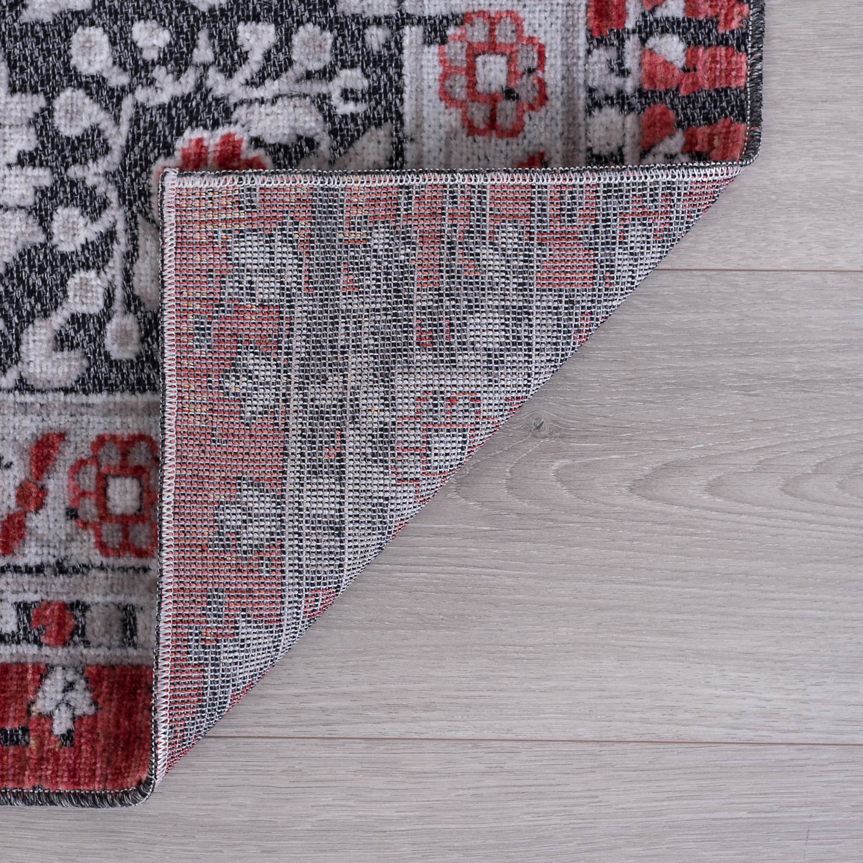 Traditional 2x3 Area Rug (2' x 3') Medallion Red, Coral Indoor Scatter Easy to Clean