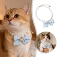 thumbnail image 2 of Elegante collar para mascotas con perlas, cadena metálica ajustable, hebilla segura, diseño atemporal para gatos y perros pequeños y medianos, paseos diarios, adorno para el hogar, 2 of 4
