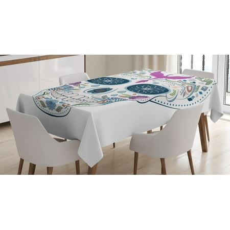 

Sugar Skull Tablecloth Traditional Mexican Skull Ornamented with Abstract Leaves and Phoenix Bird Rectangular Table Cover for Dining Room Kitchen 60 X 90 Inches Multicolor by Ambesonne