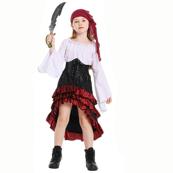 Girls Outfits&Set Halloween Girls Asymmetrical Hem Ruffled Outfit Set for Toddler and Kids Dress Up Outfit for Parties and Festivals
