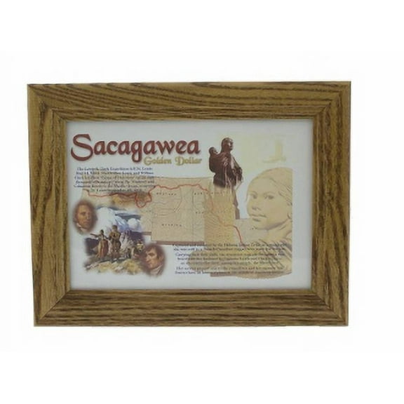 Sacagawea 2 Coin Frame, Sacagawea Series Solid Oak Frames 5x7