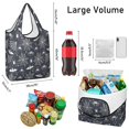 thumbnail image 3 of 5 Pack Foldable Shopping Bag,Spider Web Bats Halloween Pattern Reusable Grocery Bags with Pockets,Large Reusable Tote Bags with Handles Waterproof & Lightweight, 3 of 6