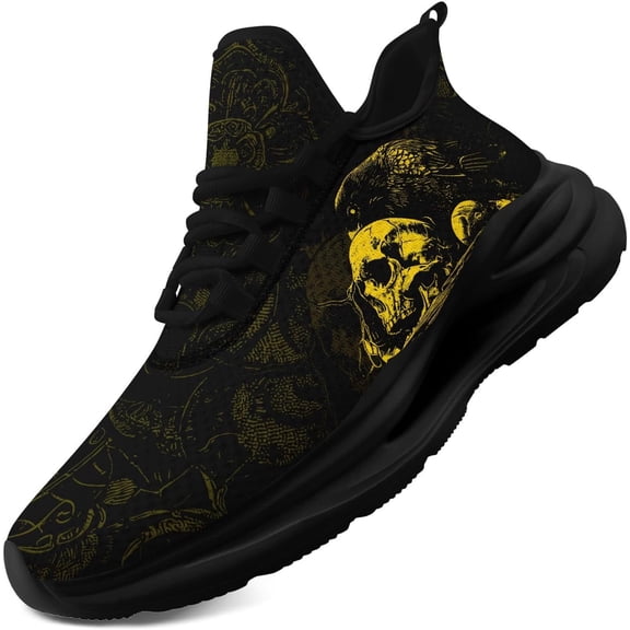 Men's Women's Gothic Running Shoes Skull Punk Cool Sneakers Lightweight Breathable Casual Streetwear Walking Sneakers for Gym