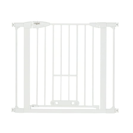 North States MyPet Wide Metal Walk Thru EasyPass Pet Gate with Doggy Door, Expands to 37.5" Wide