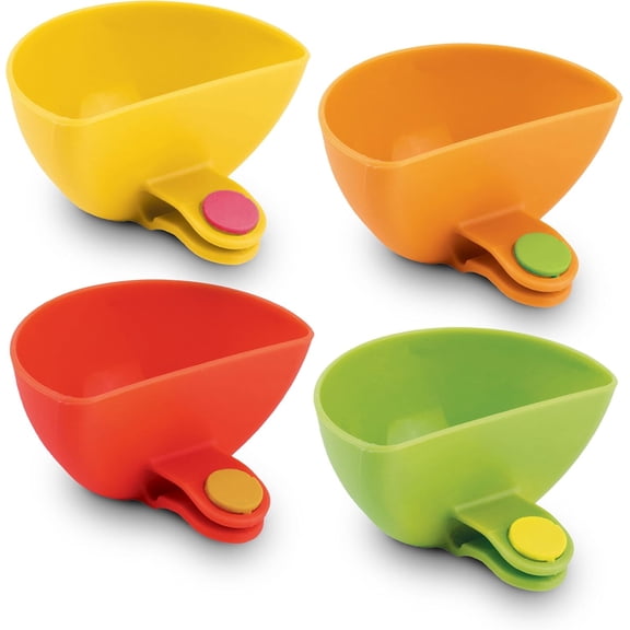 Dip Clips for Plates, 4-Pack Attachable Sauce Cups – Plate Dip Clip Bowls for Condiments, Appetizer Platter Holders for Parties and Family Meals