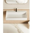 thumbnail image 3 of 36" x 18" Solid Surface Wall Mount Rectangle Matte White Vessel Sink with Faucet Hole, 3 of 7