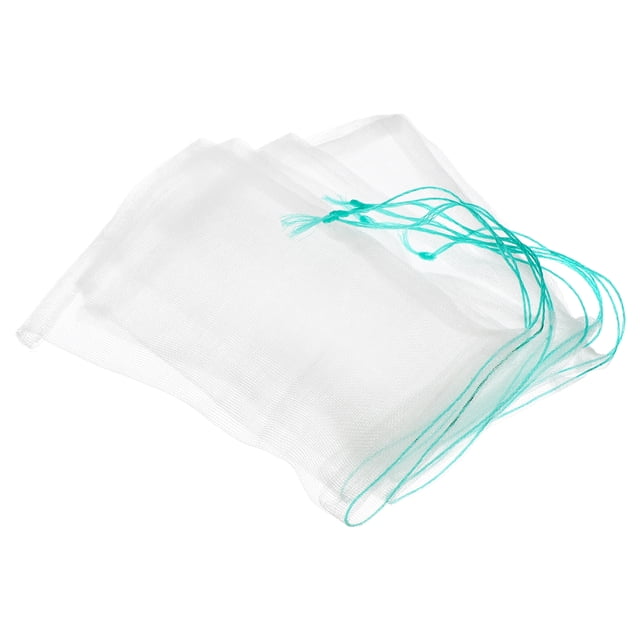 Unique Bargains Aquarium Filter Media Bags 15x10cm 10 Pack Fish Tank Mesh Bags with Drawstrings White