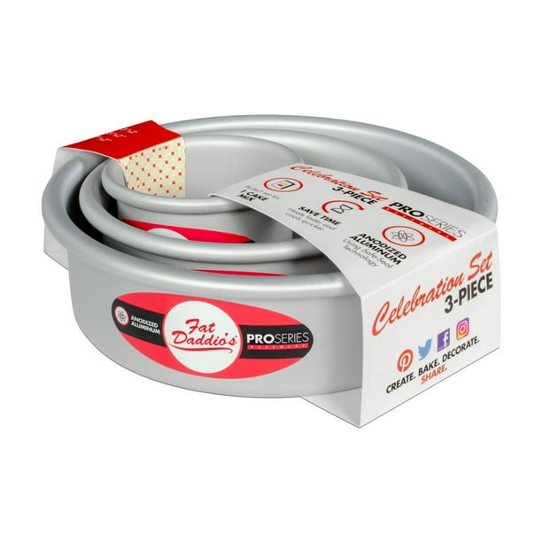 Fat Daddio's PRD1BOX 3 Piece Round Cake Baking Cooking Pan Celebration