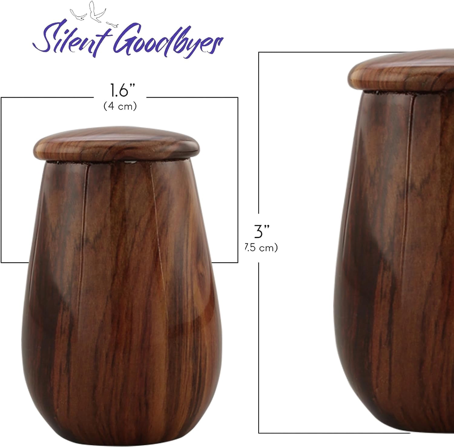 Keepsake Urn | Wooden Grain Finish Keepsake Cremation Urn for Ashes | Metal Sharing Urn for Human or Pets Ashes | Mini Memorial Urn with Velvet Bag (Oak)