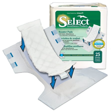 Select Moderate Absorbency Booster Pad 2760 Medium Pack of 25,